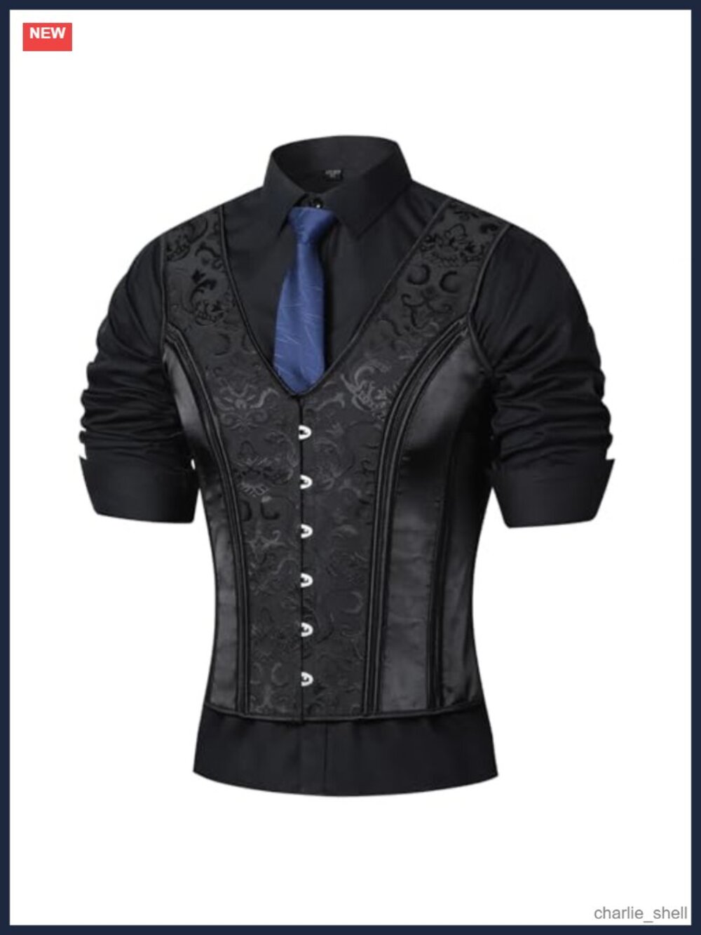Men's Medieval Corset Vest Lace Up Boned Waistcoat V-Neck Sleeveless Formal
